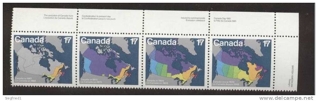Kanada ** 801-804 Zusammendruck Landkarte - Neufs