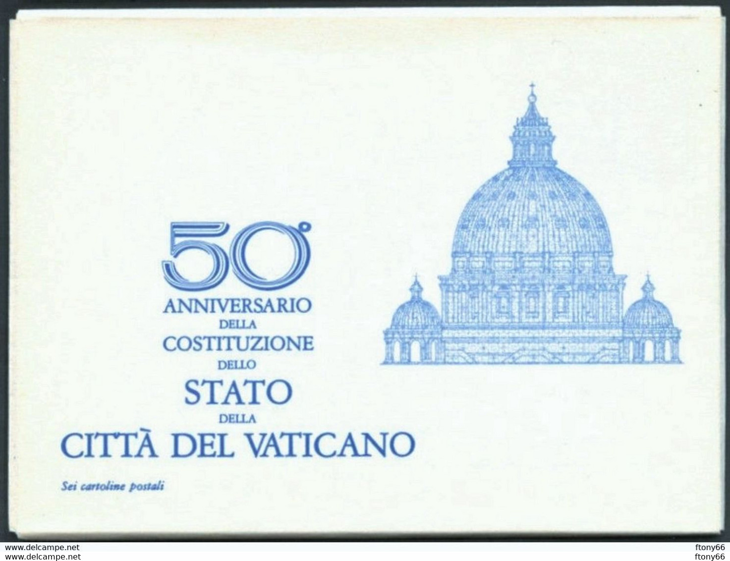 1979 KIT 6 Cartoline Postali 50°Anniversario Costituzione Stato Vaticano ANNULLATE - Postwaardestukken