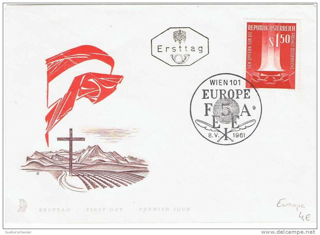 EUR91-L4 - AUTRICHE FDC EUROPE 1961 - FDC