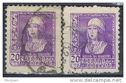 20 Cts Isabel Catolica, Variedad Color , Num  855 Y 855a º - Used Stamps