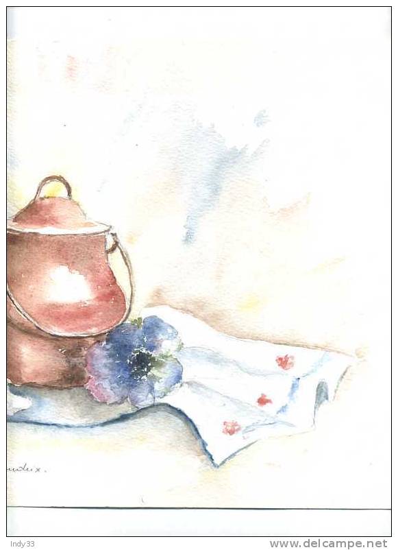 - NATURE MORTE AU CHAUDRON . AQUARELLE SIGNEE - Aquarelles