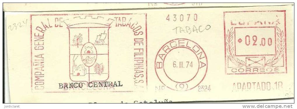 FRANQUEO MECANICO ESPAÑA  1974 FRAGMENTO - Tobacco