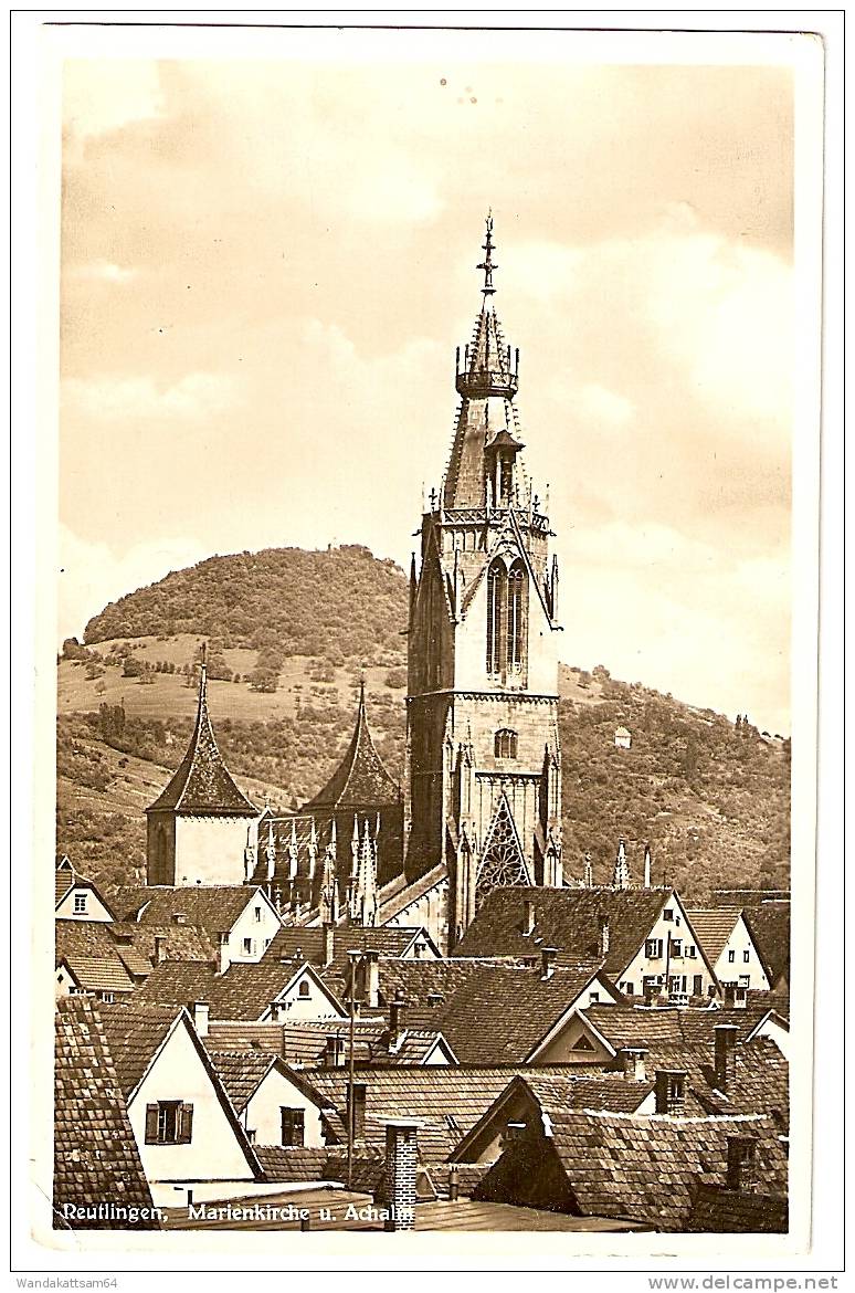 AK 876 Reutlingen, Marienkirche U. Achalm 16. 4. 36. - 21 REUTLINGEN 1 L Nach Ottweiler (Saar) Mit 1 X 6 PF DEUTSCHES - Reutlingen