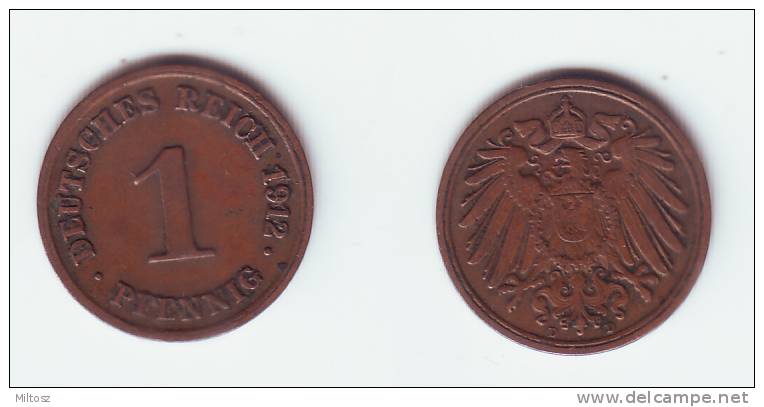Germany 1 Pfennig 1912 D - 1 Pfennig