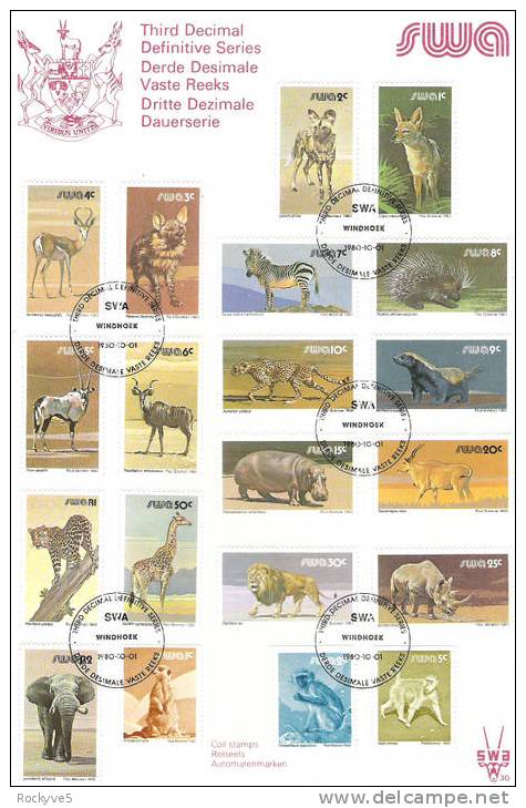 South West Africa 1980 Wildlife Definitives First Day Cover/Folder - Gibier