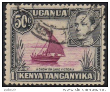 Kenya Uganda Tanganyika - 1938 KGVI 50c Reddish Purple Used - Kenya, Uganda & Tanganyika