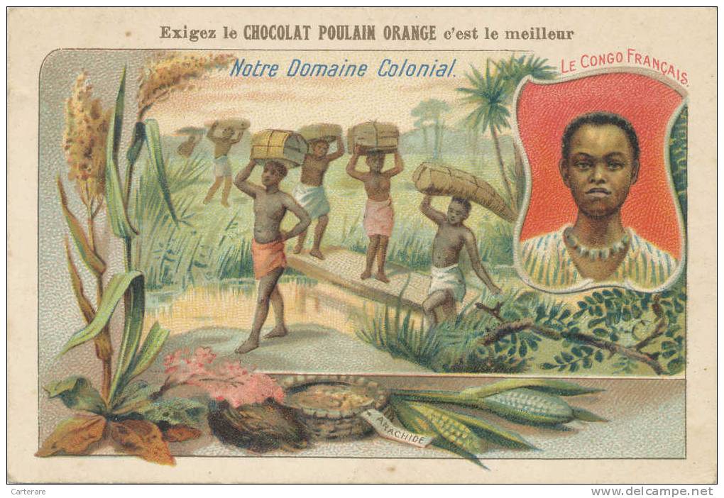 Carte Rare AFRIQUE NOIRE,ex Colonie Française ,LE CONGO FRANCAIS,plein De Richesse,cacao Poulin,rare - French Congo