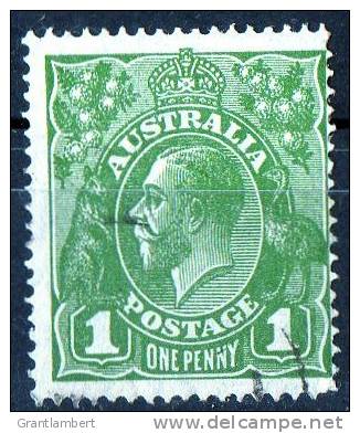 Australia 1926 King George V Small Multiple Watermark 1d Sage-Green P14 Used- Actual Stamp - Centred Right - SG86 - Oblitérés