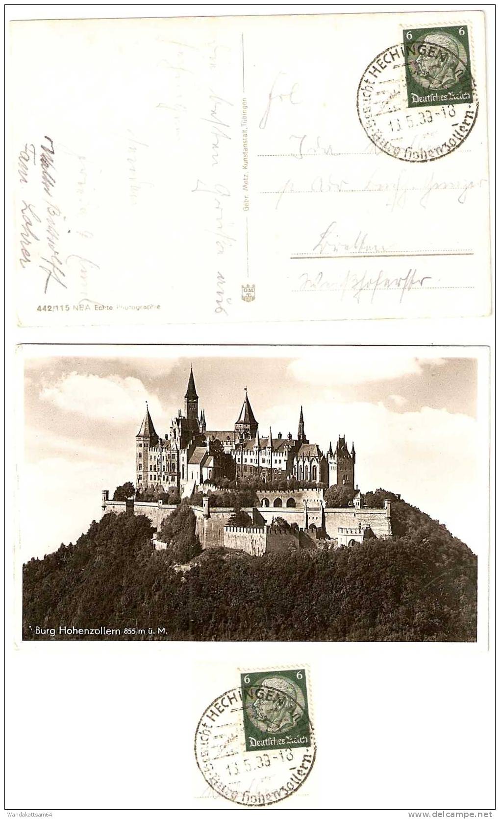 AK 442115 Burg Hohenzollern 855 M ü. M. 13.5.39 - 18 Besucht HECHINGEN Und Die Burg Hohenzollern Nach Bretten Mit 1 X 6 - Hechingen