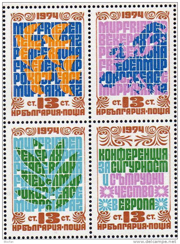 KSZE Helsinki CEPT-Marken Bulgarien Blocks 53+84 ** 73€ Friedenstaube/Landkarte Overprint Map Ss Sheets Bf Bulgaria - 1978