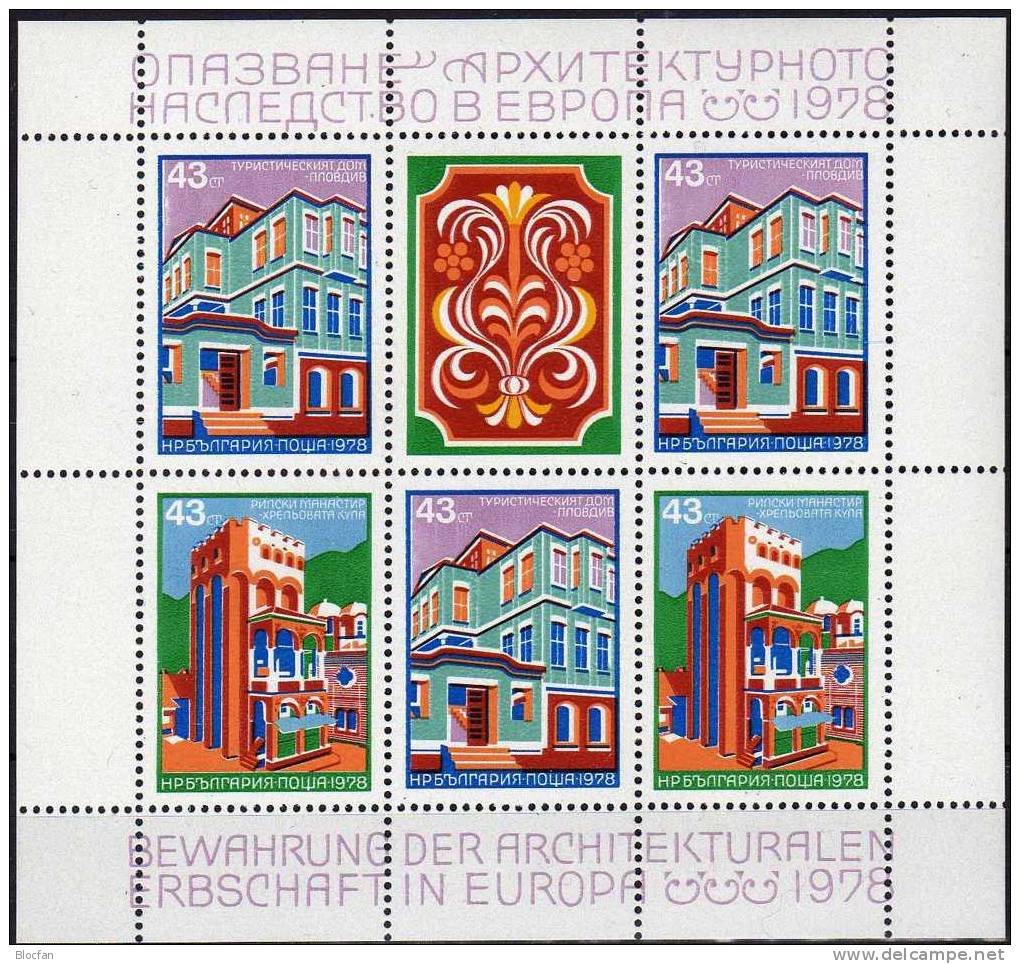 Europa Architektur 1978 Bulgarien Block 80 ** 6€ Kulturerbe Rila-Kloster Plowdiv Art Bloc Architectur Sheet Bf Bulgaria - 1978