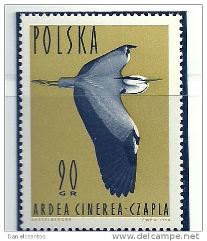 Polonia Poland 1964 Birds Oiseaux  Aves Aquatic Marine Birds Grey Heron Ardea Cinerea MNH - Marine Web-footed Birds