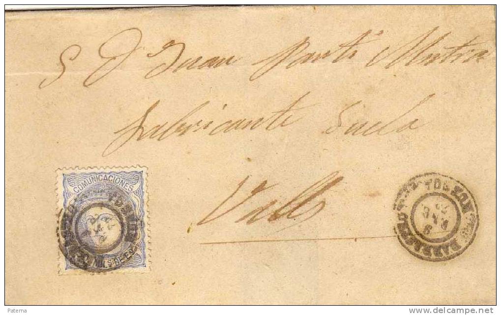 3537  Envuelta,BARBASTRO 1872 (Huesca) - Briefe U. Dokumente