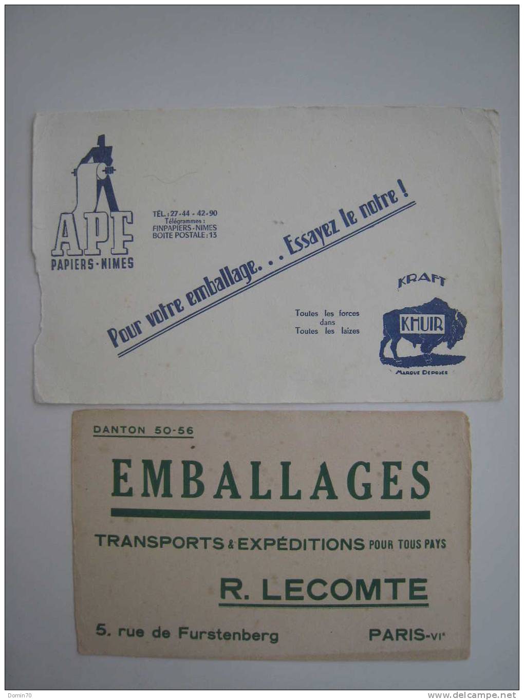 Buvard Emballages Expédition Lecomte APF Nimes Kraft - Collections, Lots & Séries