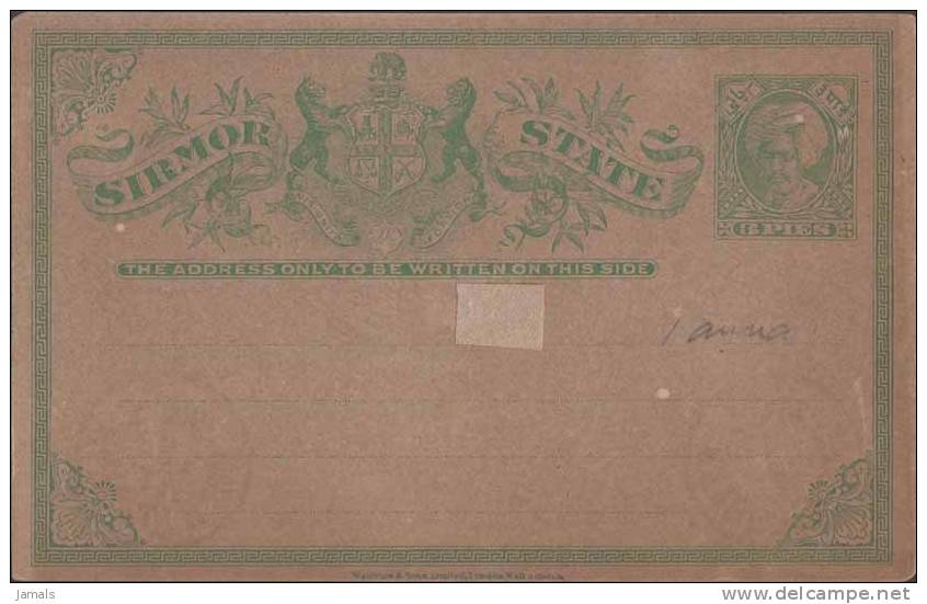 Lion, Wild Animal, Princely State Sirmoor / Sirmur, Postal Stationery Card, Mint, India Condition As Per The Scan - Sirmur