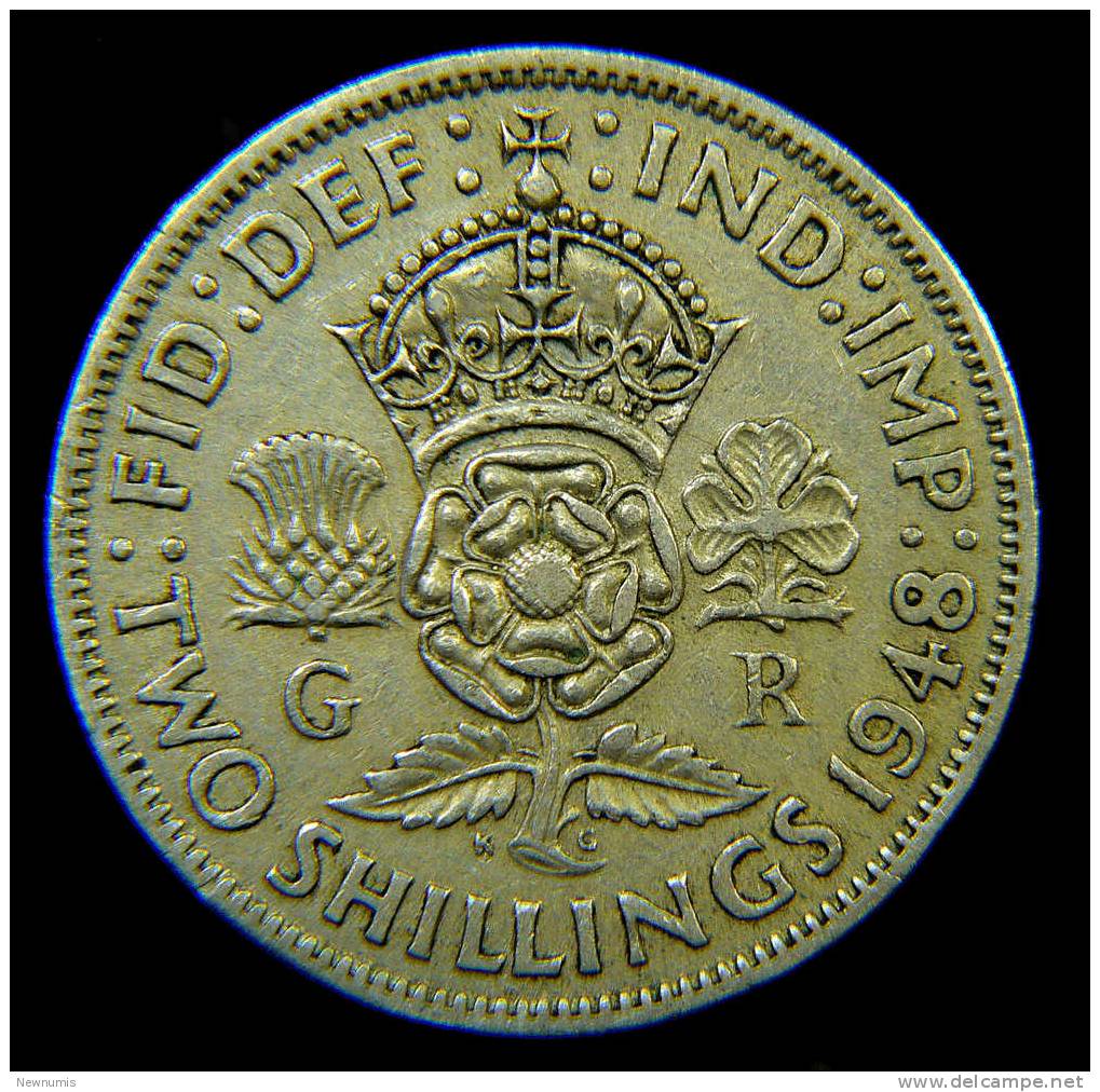 GRAN BRETAGNA 2 SHILLINGS 1948 - J. 1 Florin / 2 Schillings