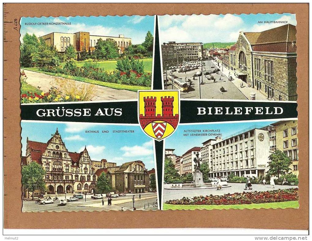 BIELEFELD Allemagne (R.N-W) - 4 Vues Avec Blason De Ville - Circulé1970 (voir Timbre Détails 2scan) MME17 - Bielefeld