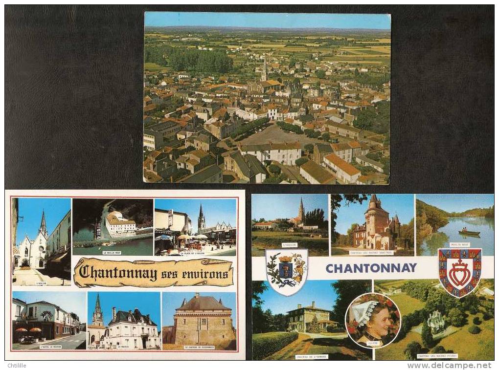 CP94 * LOT 3 Carte Postale CPSM  Vue Générale Chantonnay Chateau Eglise Coiffe Roches - Chantonnay