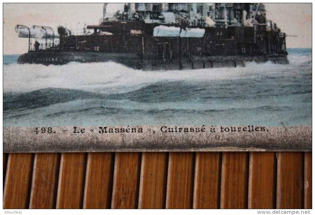 CPA BATEAU DE GUERRE  "LE MASSENA " CUIRASSé DE GUERRE  A TOURELLES 1925 POUR CAMPHIGOUS COMMUNE DE SOUSTELLE GARD 30 - Guerra