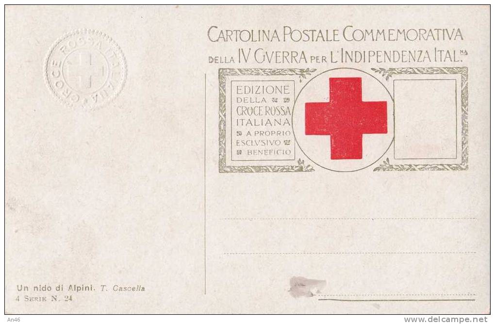 CASCELLA ILLUSTRATORE IV GUERRA INDIP.CROCE ROSSA UN NIDO DI ALPINI IV SERIE N°24 ORIGINALE D´EPOCA 100% - Croix-Rouge
