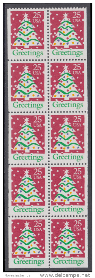 !a! USA Sc# 2516a MNH BOOKLET-PANE(10) - Christmas Tree - 3. 1981-...