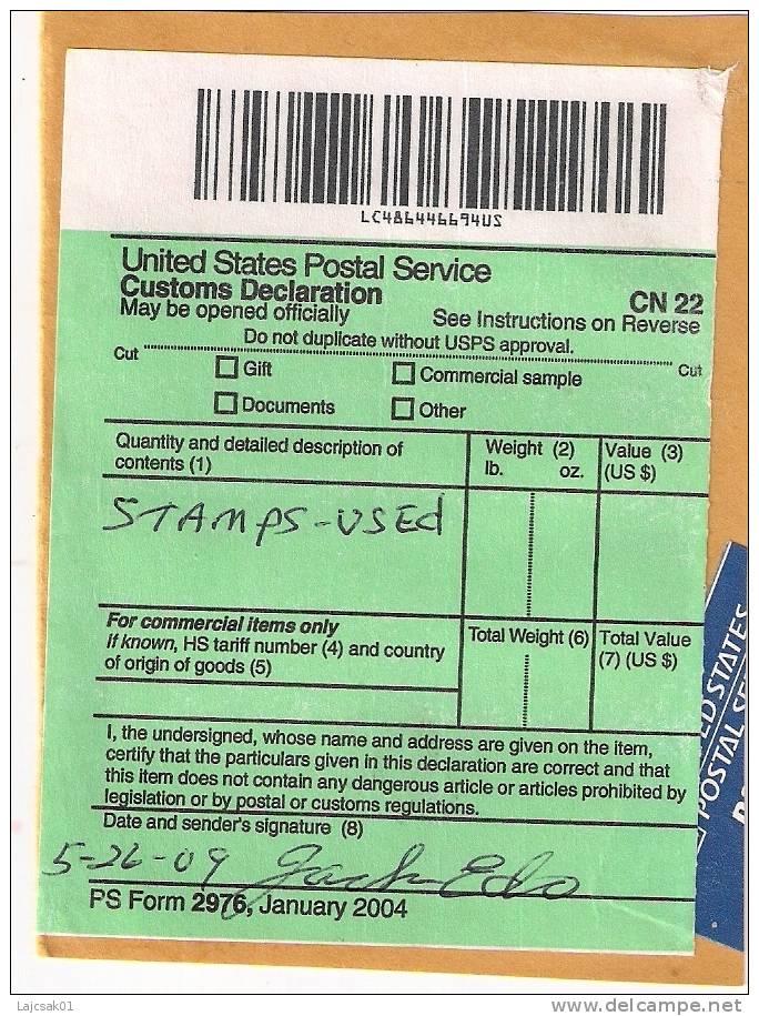 USA CN22 Customs Declaration Label Declaration En Douane CN 22 - Other & Unclassified