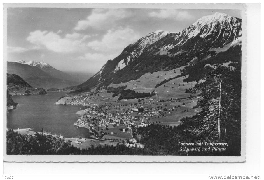 Lungern Mit Lungernsee Schynberg Und Pilatus 1939 - Lungern