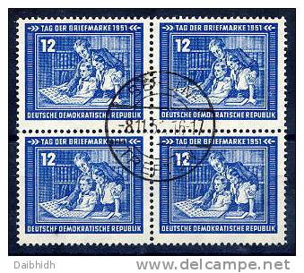 DDR 1951 Stamp Day Used Block Of 4  Michel 295 - Used Stamps