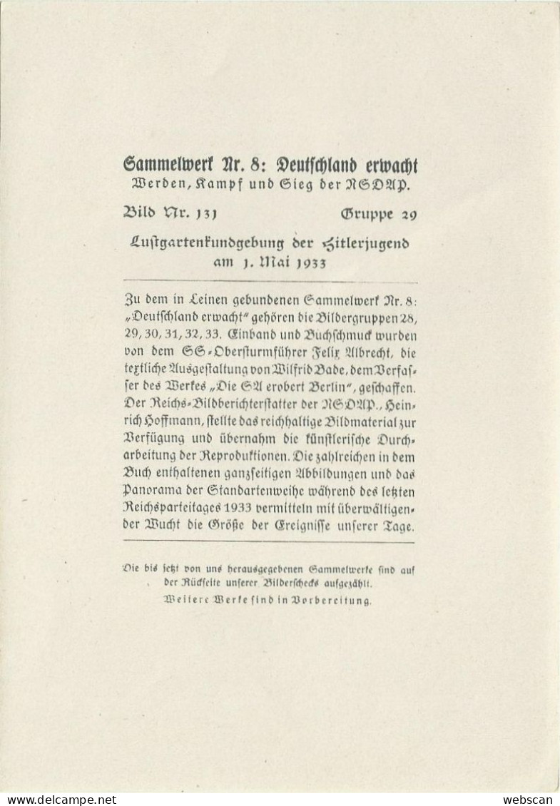 2 Sammelbilder Deutschland Erwacht -Berlin  Kundgebung HJ 1. Mai 1933 #131 +134 - Autres & Non Classés