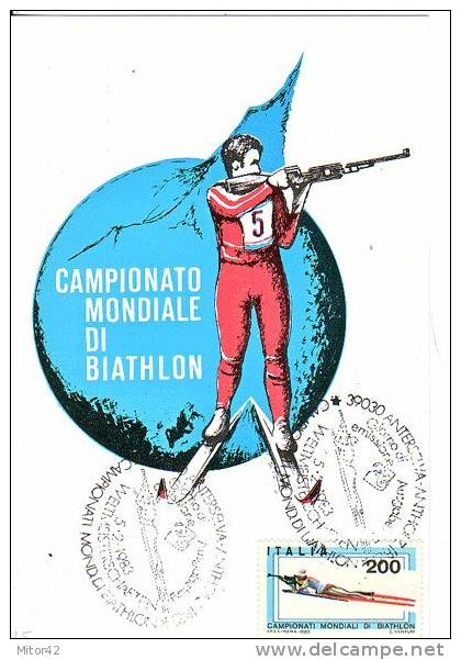 1-Sport -Biathlon-Cartolina  Maximum Con Annullo Speciale.V.24.2.1983 X Catania. - Schieten (Wapens)