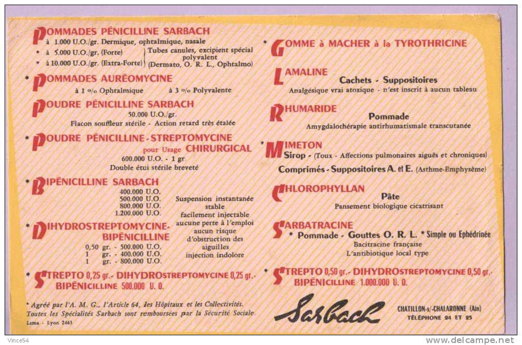 SARBACH - Pommade Pénicilline Auréomycine Dihydrostreptomycine Lamaline Rhumaride Mimeton 2 Scans - Chemist's