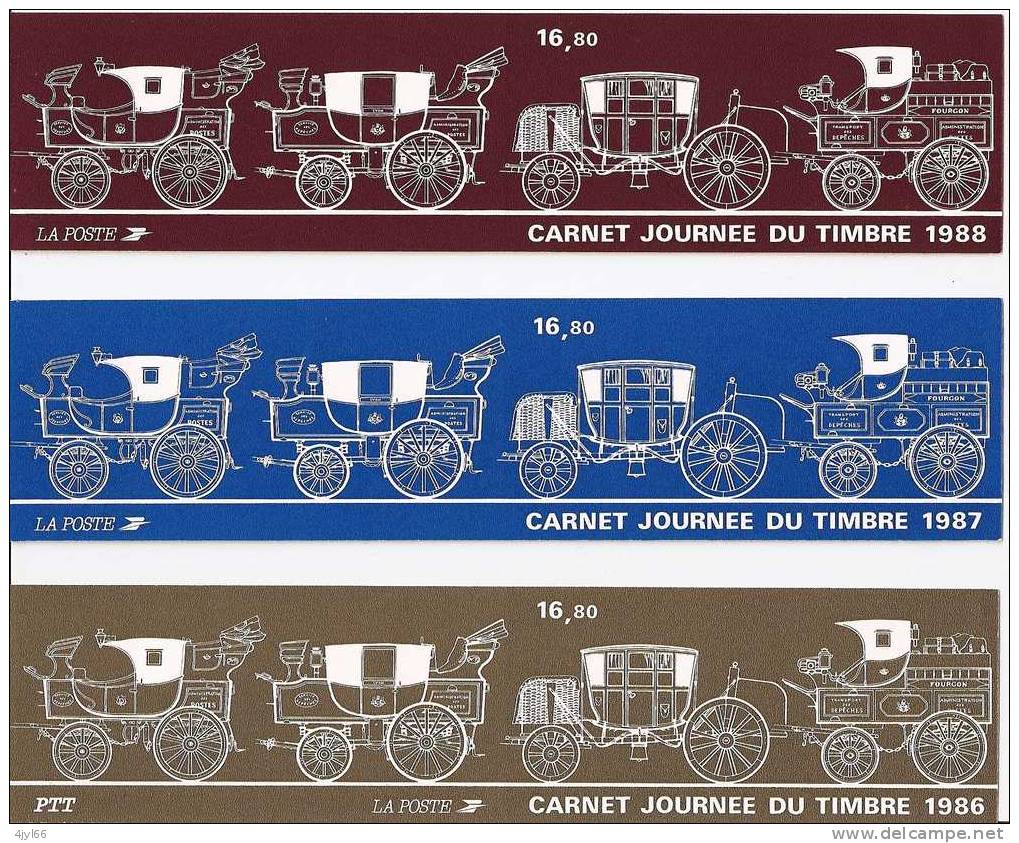 LOT De 3 CARNETS Journée Du Timbre : 1986, 1987, 1988 - Neufs LUXE** NON PLIÉS - Cote YVERT 2003 : 29,15 € - Stamp Day