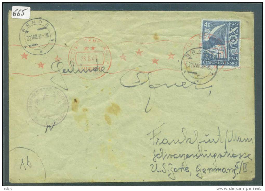 TCHECOSLOVAQUIE - LETTRE CENSUREE POUT L´ALLEMAGNE   -  VOIR IMAGE POUR LES DETAILS - Covers & Documents