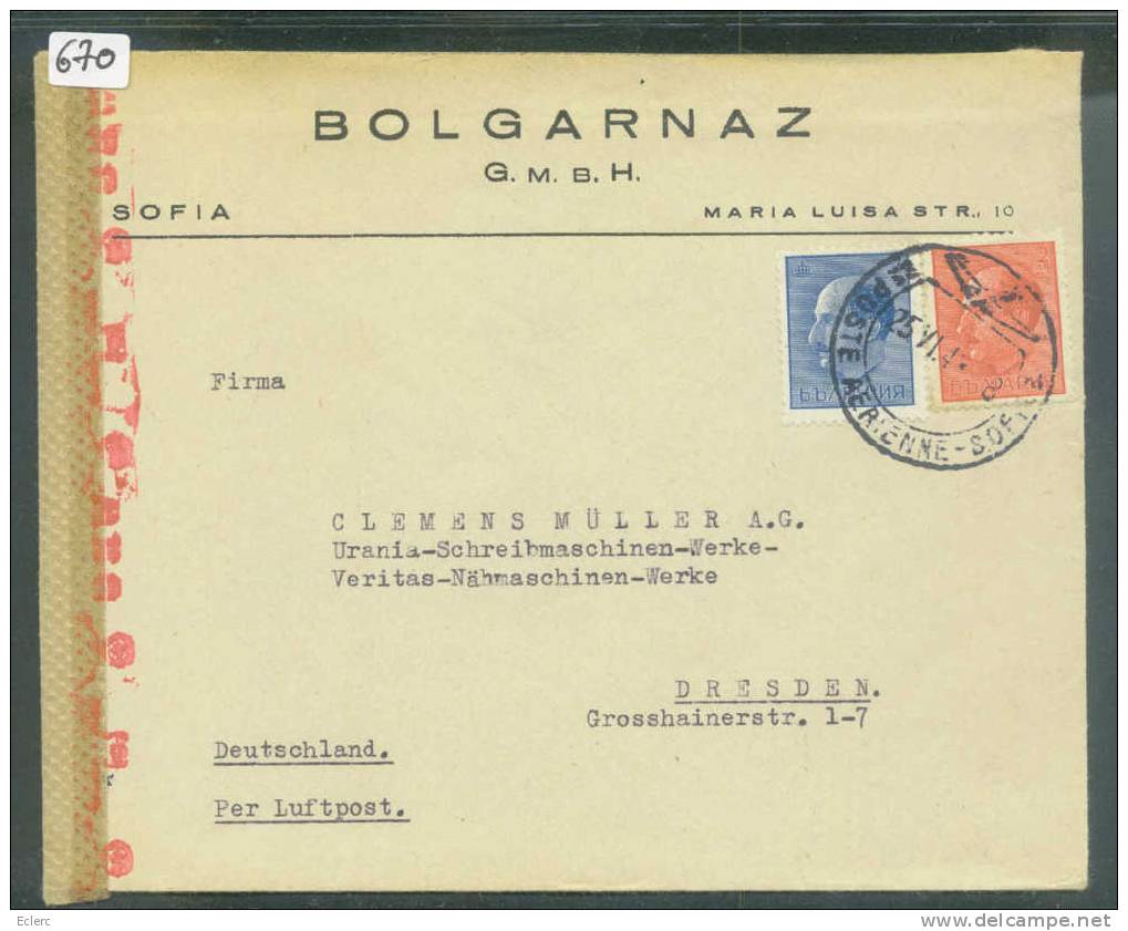 BULGARIE  - LETTRE CENSUREE POUR L´ALLEMAGNE   -  VOIR IMAGE POUR LES DETAILS - Lettres & Documents