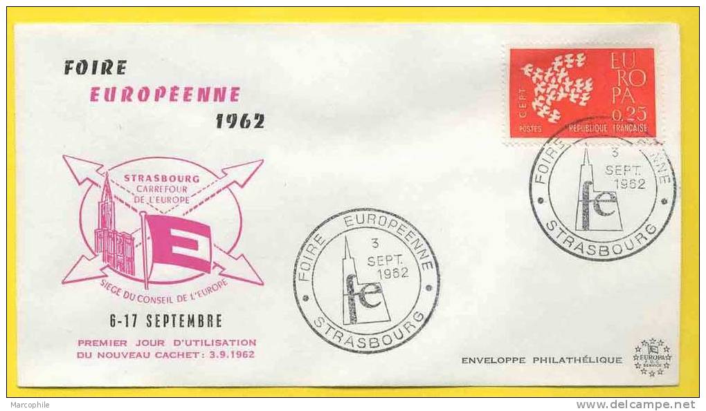 STRASBOURG - FOIRE EUROPEENNE / 1962 OB. TEMPORAIRE ILLUSTREE SUR LETTRE - Briefe U. Dokumente
