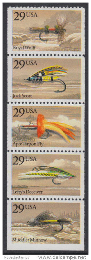 !a! USA Sc# 2549a MNH BOOKLET-PANE(5) - Fishing Flies - 3. 1981-...