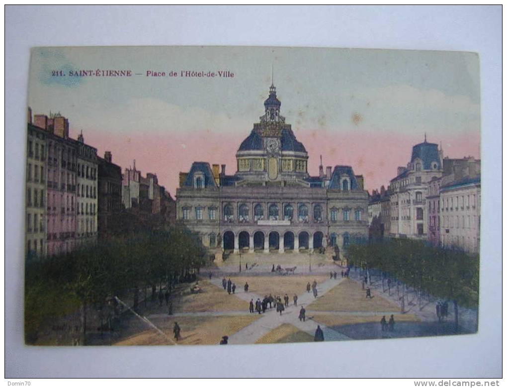 CPA Saint-Etienne Place Hôtel De Ville 1927 - Collections, Lots & Series