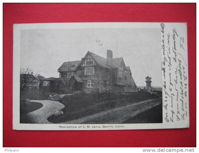 Berlin Ct   Residence Of C.M. Jaris  1907 Cancel - Altri & Non Classificati