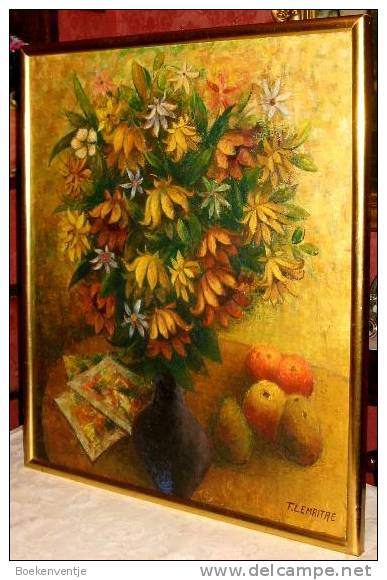 Stilleven Met Bloemen Appelen En Peren / Frans Lemaitre / Aalst - Oils