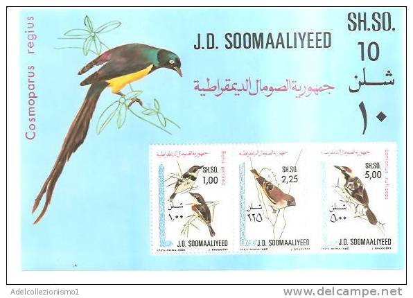 45702)foglietto Somalia 1980 Bf9 - Uccelli - Nuovi - Somalie (1960-...)