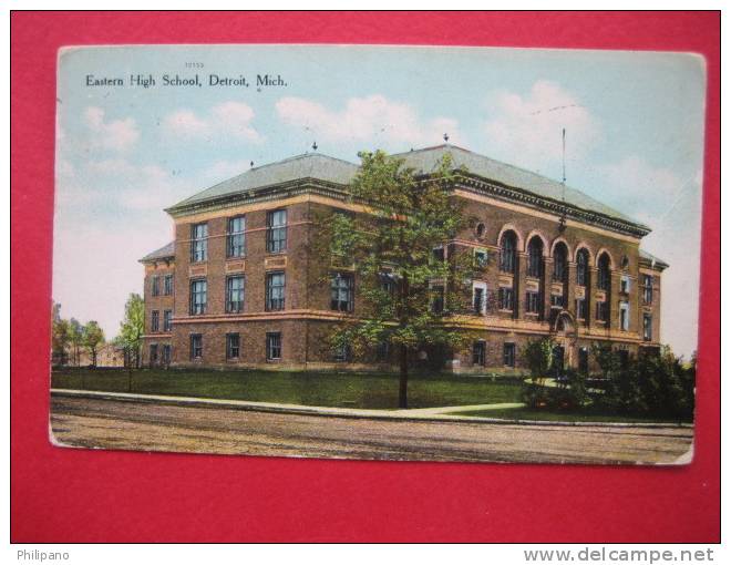 Detroit Mi  {3 Cards 1900's} High School, View Belle Isle Park, Canoes Belle Isle 1 With Cancel 1908 - Detroit