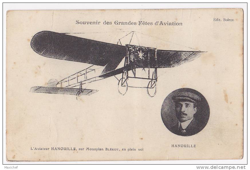 Souvenir Des Grandes Fêtes D'Aviation - L'Aviateur Hanouille, Sur Monoplan Blériot, En Plein Vol - Circulé 1915 En FM - Meetings