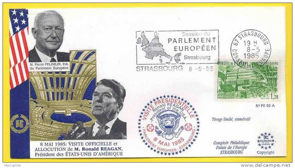 SERVICE - CONSEIL DE L EUROPE / 1985 VISITE DU PRESIDENT REAGAN - Cartas & Documentos