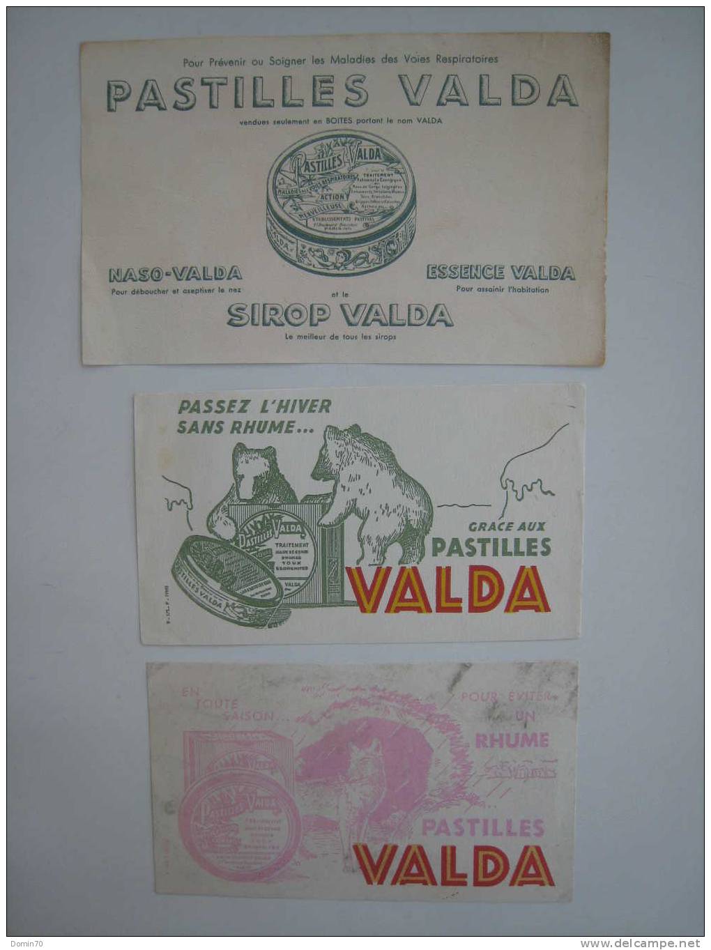 Buvards Bonbons Pastilles Valda Rhumes Maladie Respiration - Collections, Lots & Series