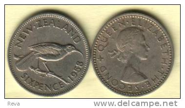 NEW ZEALAND 6 PENCE BIRD BIRDS FRONT QEII HEAD BACK 1958  READ DESCRIPTION CAREFULLY !!! - New Zealand