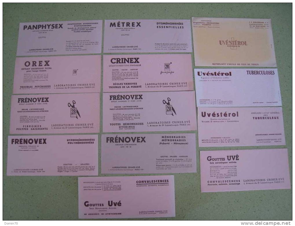 Buvard Pharmacie Orex Frénovex Uvé Crinex Uvéstérol Lot - Colecciones & Series