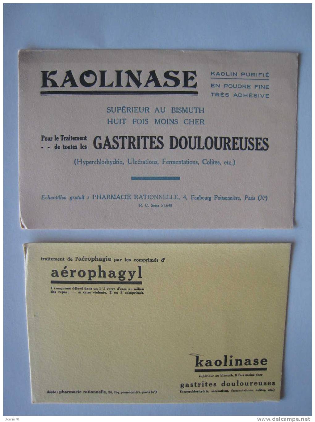 Buvards Pharmacie Rationnelle Kaolinase Aérophagie - Collections, Lots & Series