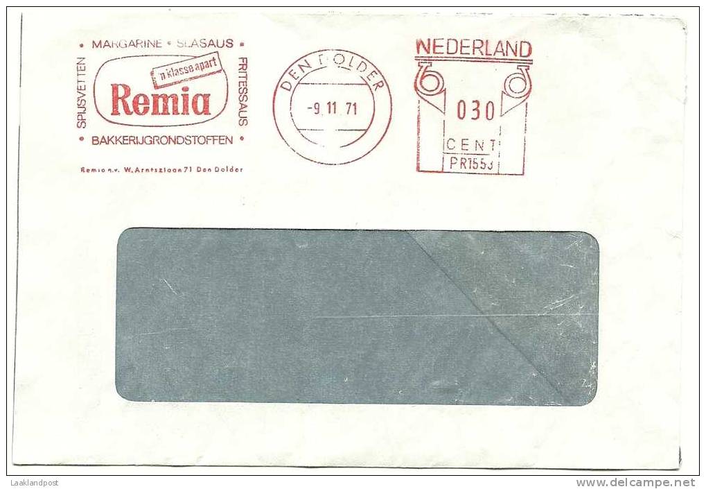 Netherlands  Nice Meter REMIA, Magarine, Saus, Bakery, Den Dolder 9-11-1971 - Food