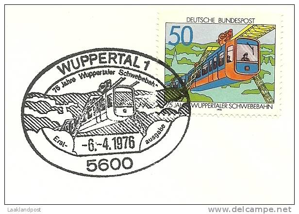 Germany Cover 75 Jahre Schwebebahn In Wuppertal 1901-1976 With Special Cancel, 6-4-1976 - Andere (Lucht)