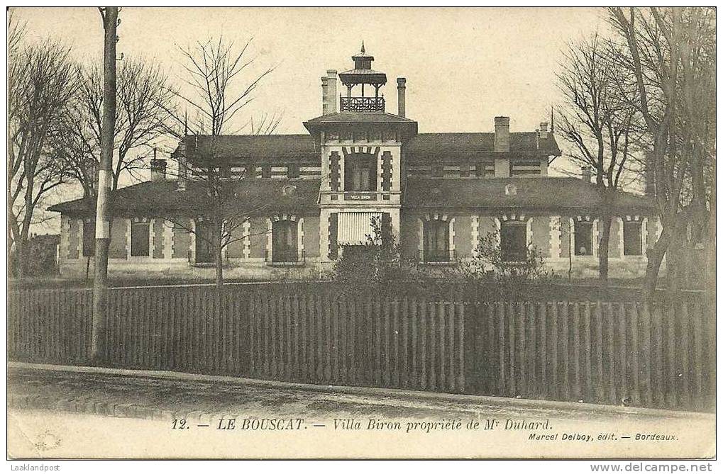 FRANCE 1906 FINE TAXED POST CARD (Le Boudcat, Villa Biron Propriete De M Duhard) - 1859-1959 Brieven & Documenten